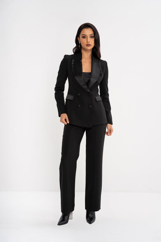 Four-Button Satin Collar Women Suit