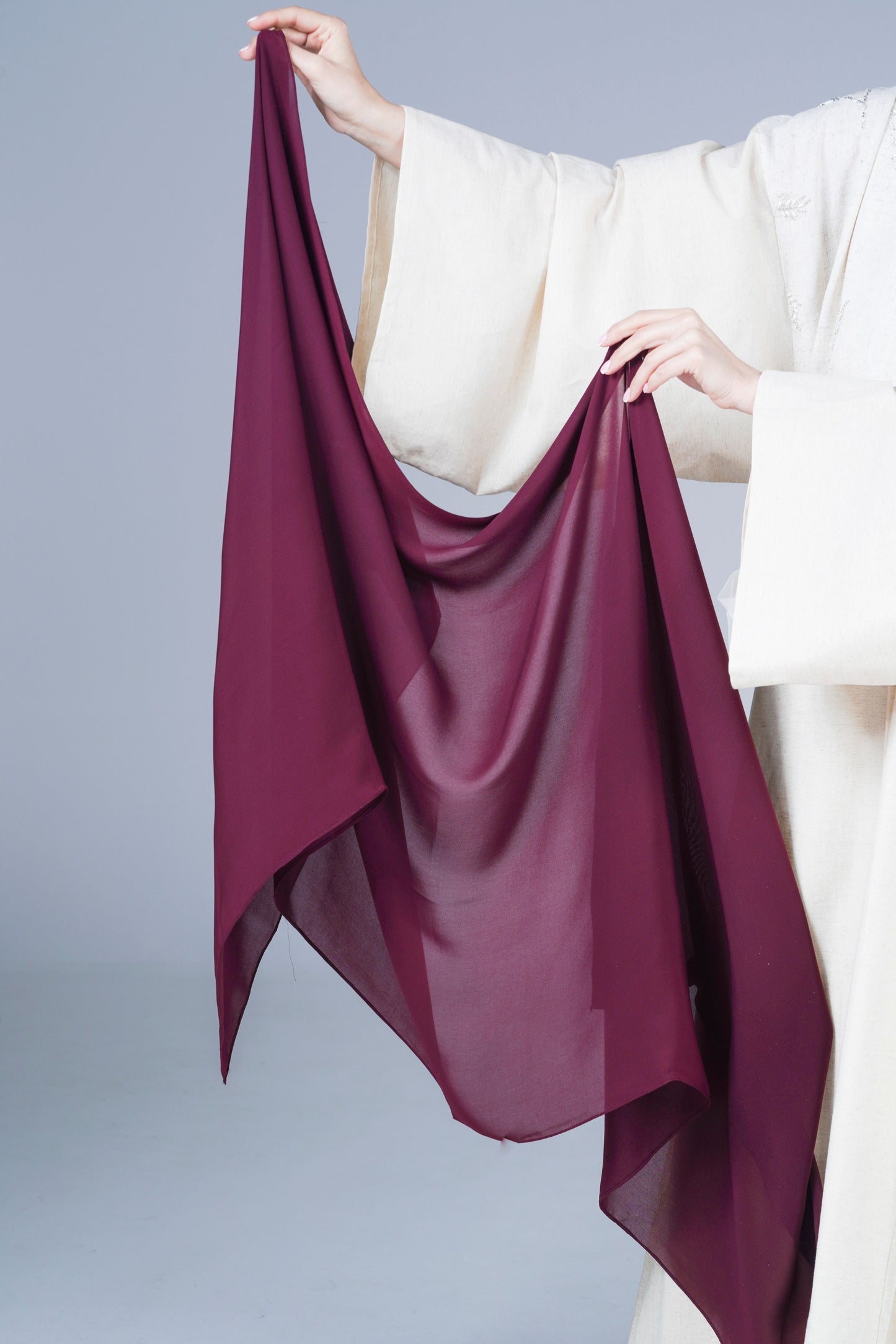Shimmering Striped Velvet Batwing Abaya