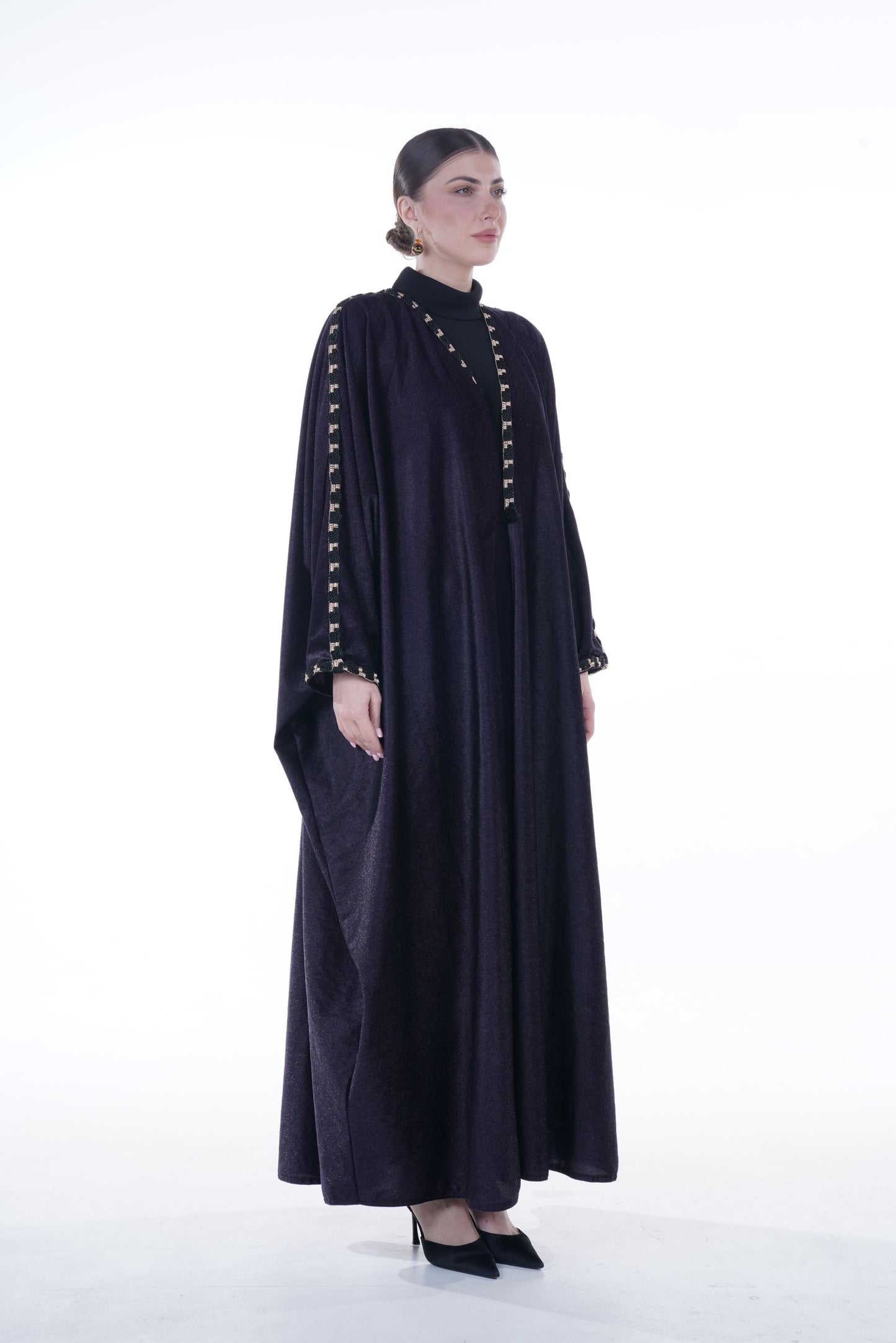Shimmering Wrap Abaya with Traditional Agal Trim