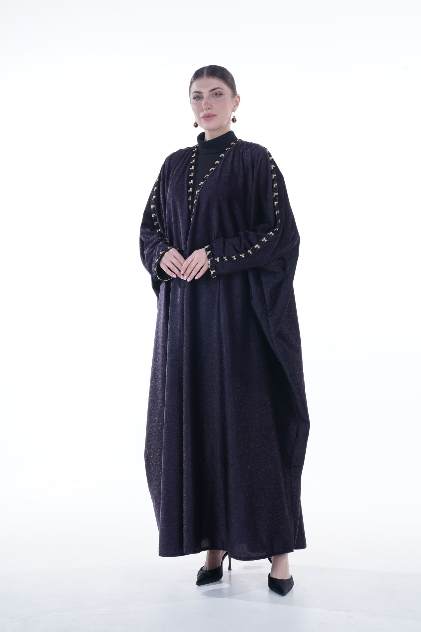 Shimmering Wrap Abaya with Traditional Agal Trim