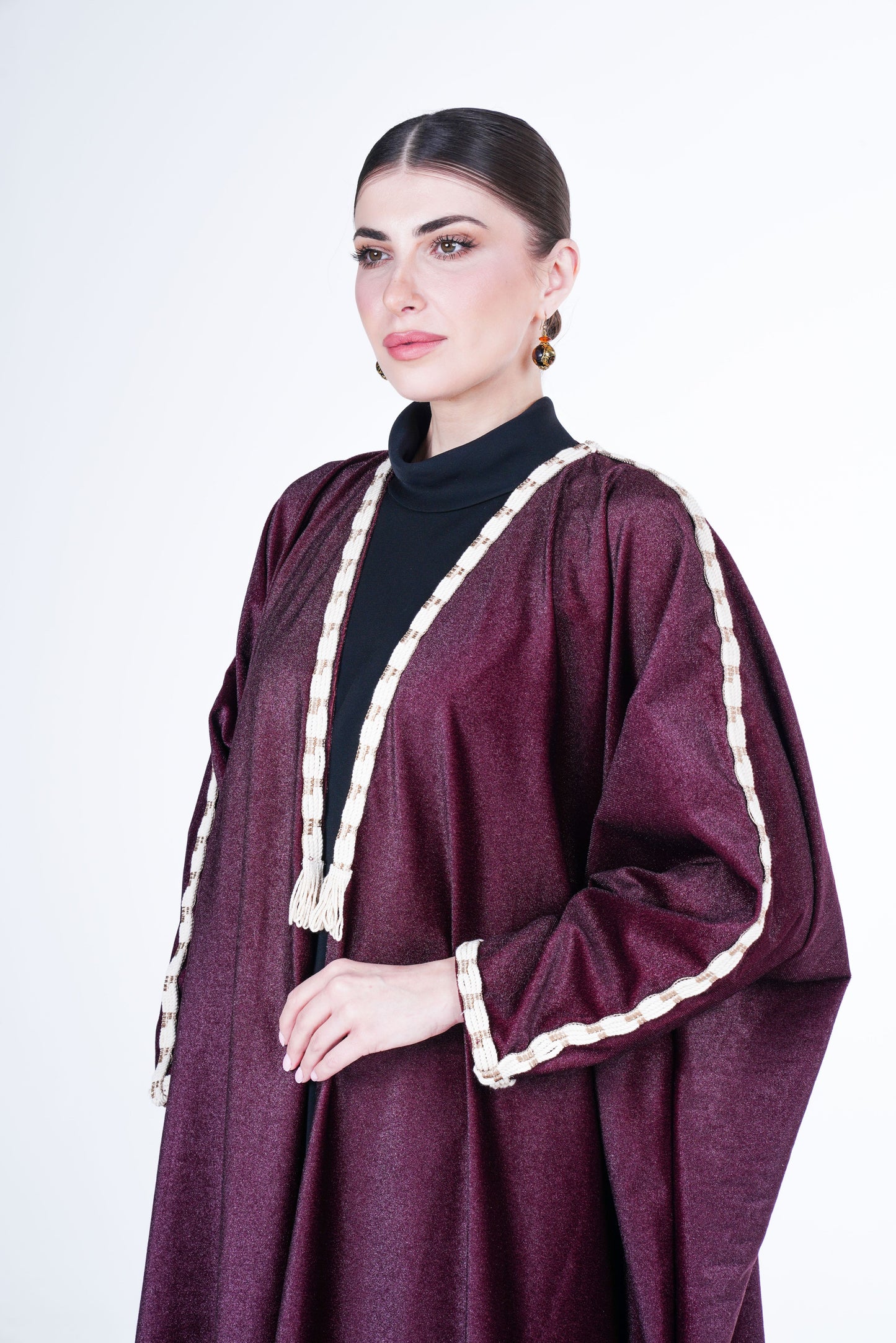 Shimmering Wrap Abaya with Traditional Agal Trim